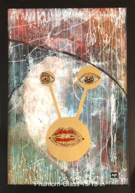 Phantom, mixed media on glass, Marius Pana
